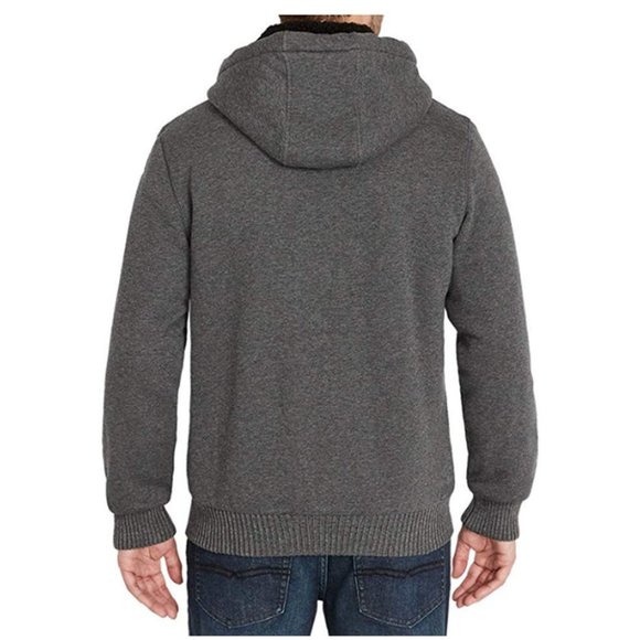 NEW Buffalo Mens Sherpa Lined Black Hoodie Jacket - Picture 3 of 3